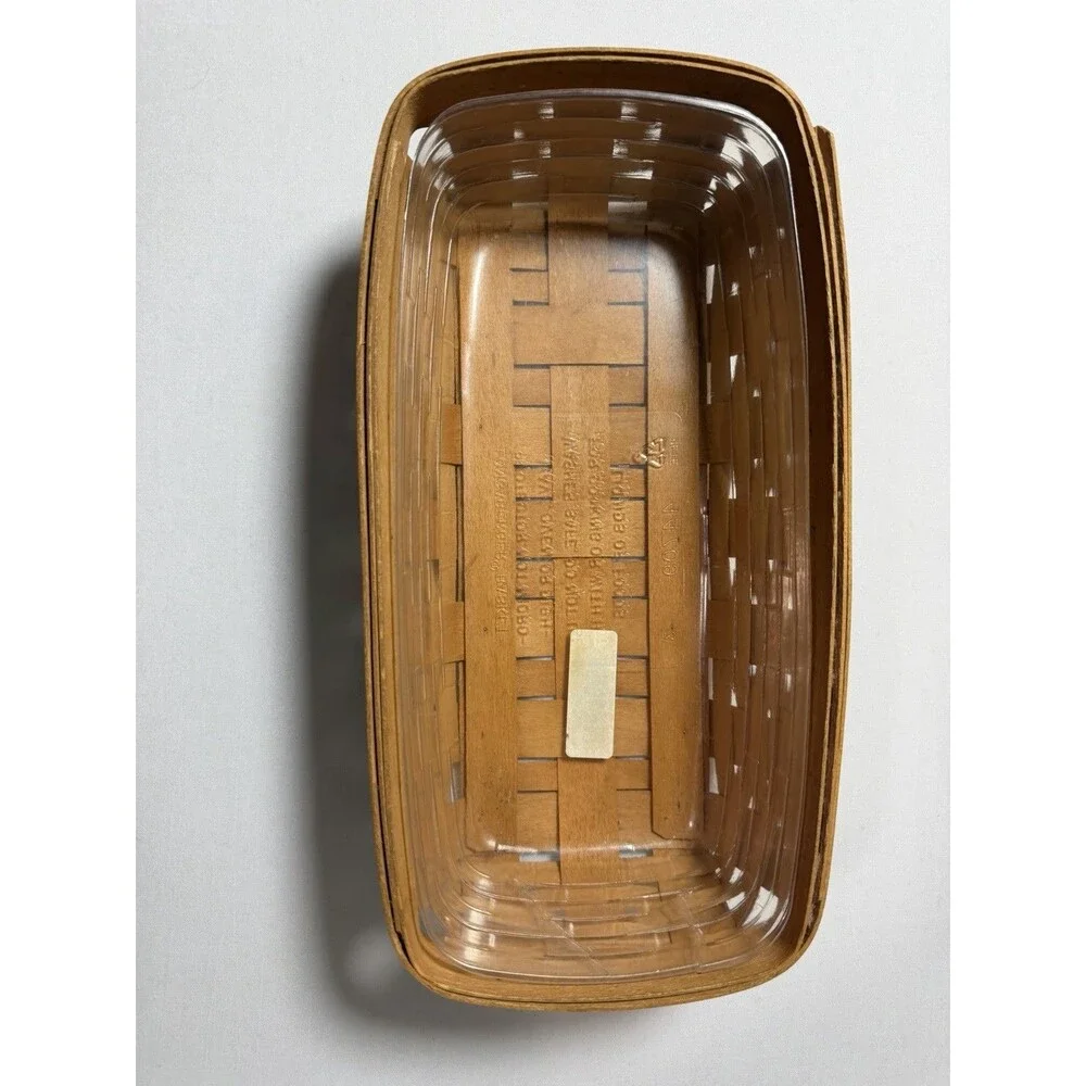 Longaberger Brown Wooden Basket 1995 Bread Basket 15x7x4 with Plastic Protector